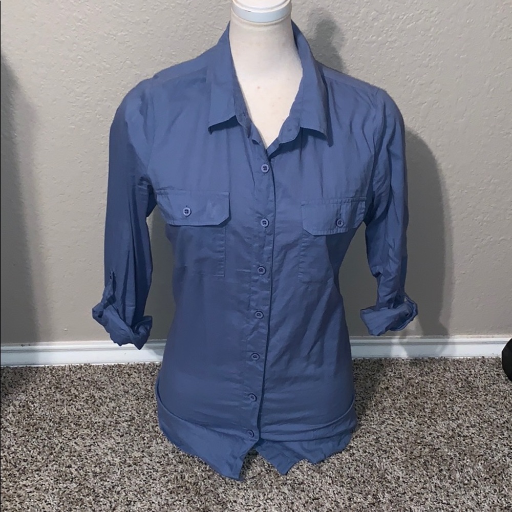 Blue button up small
